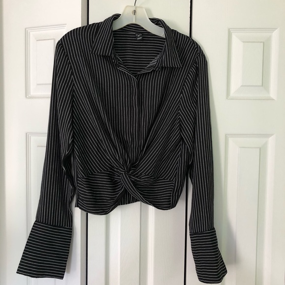 Windsor Black & White Pinstriped Blouse - Picture 3 of 10